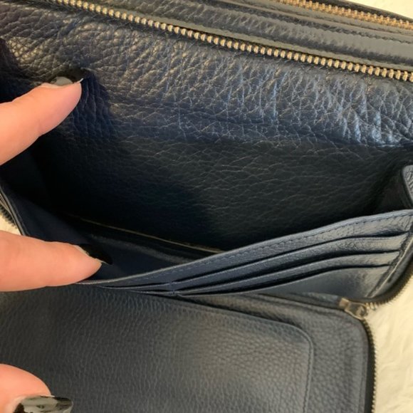 Prada Saffiano Leather Zippered Travel Organizer Blue & Burgundy - Picture 10 of 16